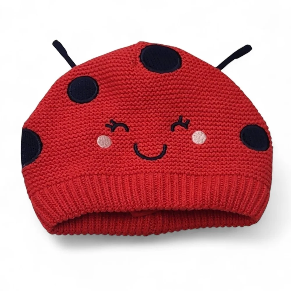 Carter's Red Baby Cardigan with Ladybug Hood (6m) and Matching Hat (3-9m)